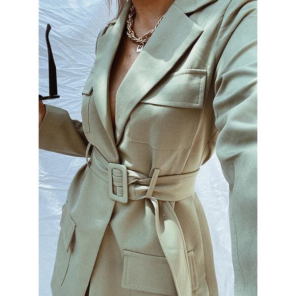 Princess Polly Steinway Mini Dress Long Sleeve Green - US 4 - Picture 2 of 8